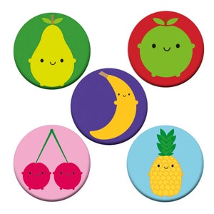 Kawaii Fruit and Vegetables Badges image 4