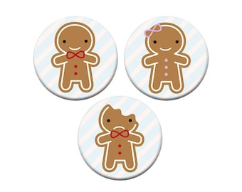 Kawaii Christmas Gingerbread Man Badges