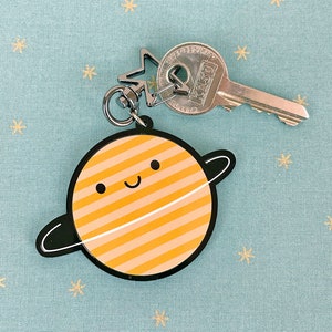 Happy Planet Kawaii Keychain / Keyring For Space Fans image 1