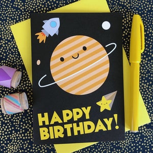 Kawaii Space Happy Birthday Card