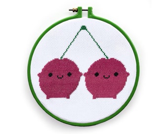 Kawaii Cherry Cross Stitch Pattern - PDF CHART