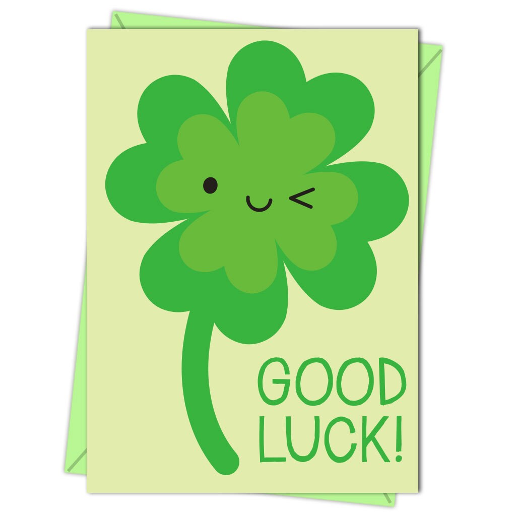Good Luck Card - Kawaii Lucky Four Leaf Clover - Etsy Canada