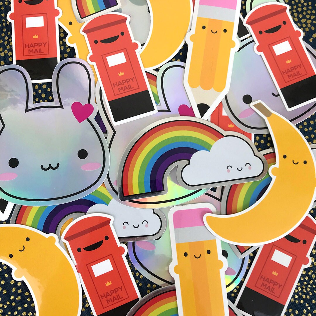 Holo Glitter Kawaii Bunny Stickers Etsy