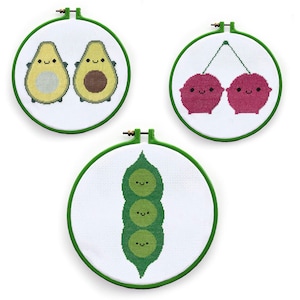 Kawaii Fruit & Vegetables Cross Stitch Patterns - PDF CHARTS