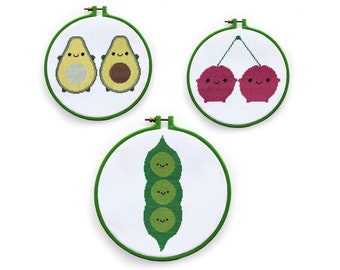 Kawaii Fruit & Vegetables Cross Stitch Patterns - PDF CHARTS