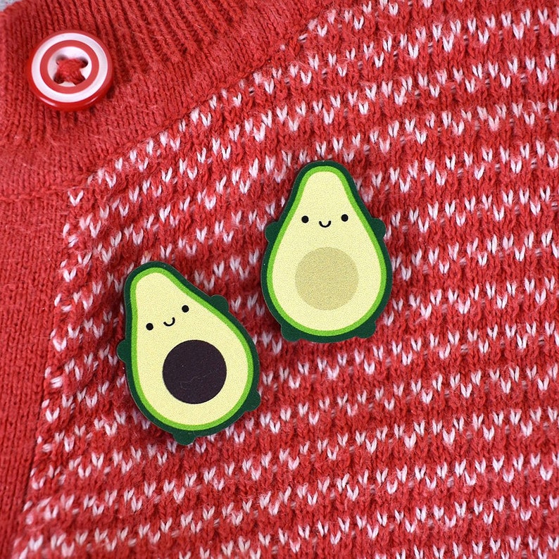 Épingles/broches en bois Kawaii avocat BFF image 1