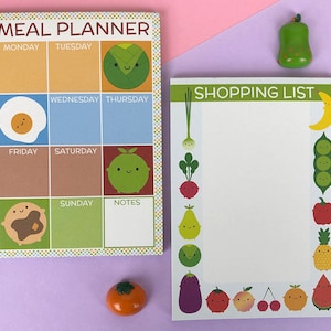 Kawaii Meal Planner & Shopping List Set of 2 Magnetic Fridge Pads image 9