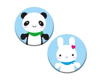 Badges kawaii lapins et pandas