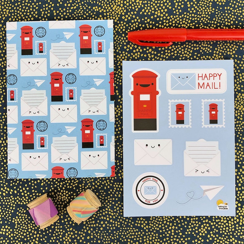 Happy Mail Kawaii Pocket Notebook Notebook & Stickers