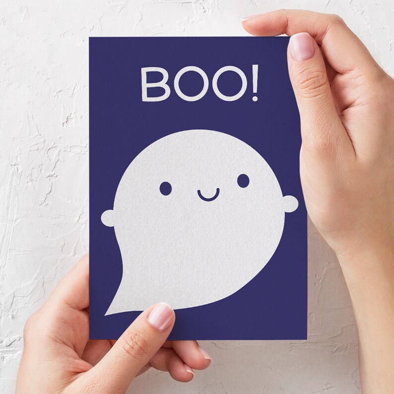 Boo Happy Ghost Kawaii Halloween Karte Bild 2