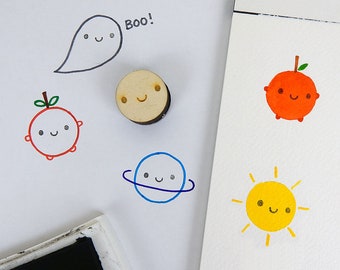Kawaii Happy Face Polymer Stamp