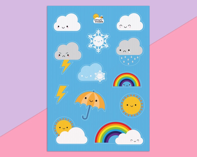 Kawaii Weather Stickers image 1