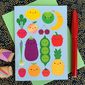 Kawaii Fruit & Vegetables Card
