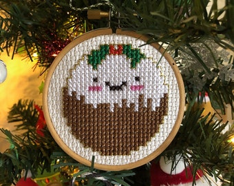 Christmas Pudding Ornament - Kawaii Cross Stitch Pattern - PDF CHART