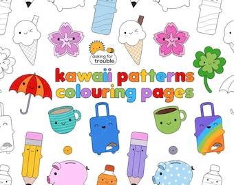Kleurplaten Kawaii-patronen - digitale pdf