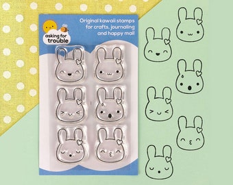 Kawaii Bunny Emotions Stamps Set