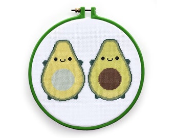 Kawaii Avocado Cross Stitch Pattern - PDF CHART