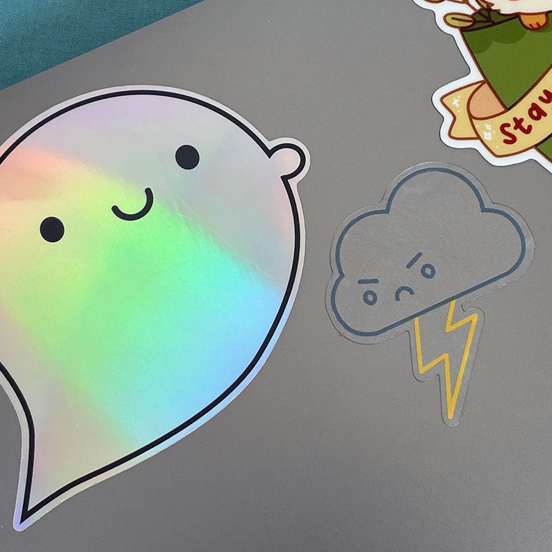 Holographic Ghost Kawaii Vinyl Stickers image 4