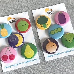 Kawaii Fruit and Vegetables Badges image 6