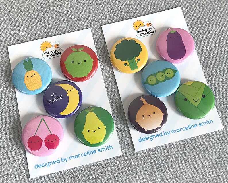 Kawaii Fruit and Vegetables Badges image 6