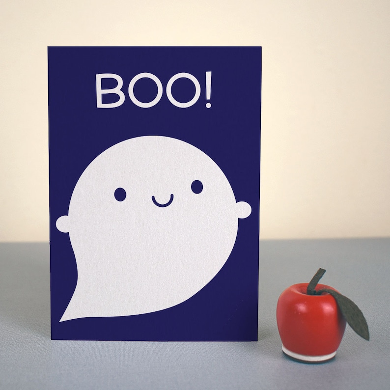 Boo Happy Ghost Kawaii Halloween Card image 4