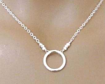 Sterling Silver Circle of Life Necklace: Minimalist Zen Jewelry Unisex