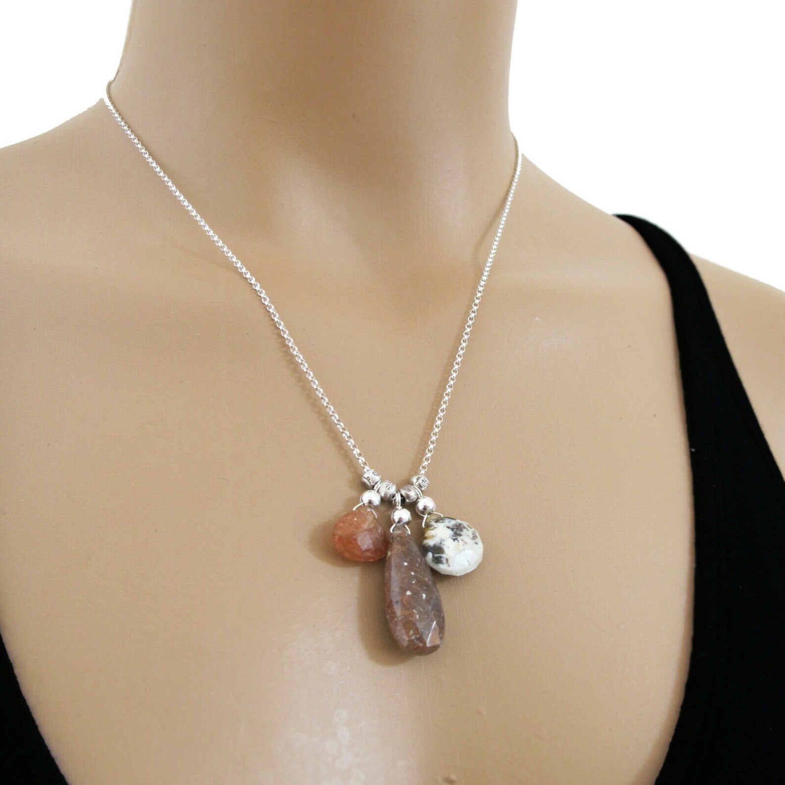 Moss Ferrous Quartz Sunstone African Opal Briolette Necklace Etsy