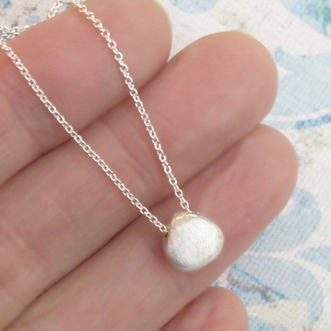 Sterling Silver Necklace Teardrop Charm Chain Djstrang Minimalist