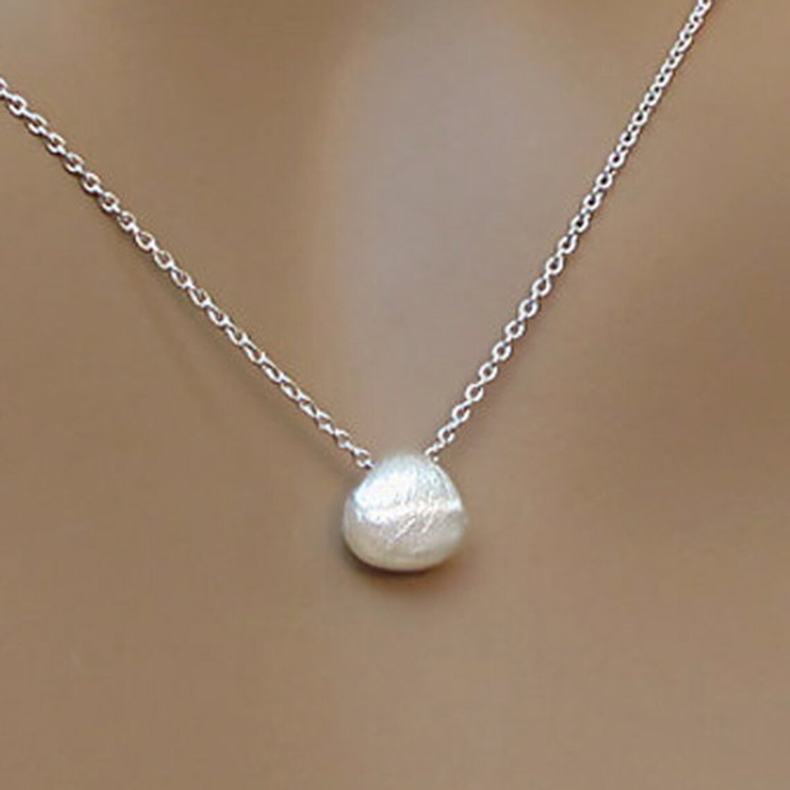 Sterling Silver Necklace Teardrop Charm Chain Djstrang Etsy