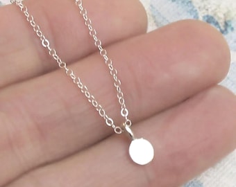 VERY TINY Coin Necklace Sterling Silver Dot Charm Chain Minimalist DJStrang
