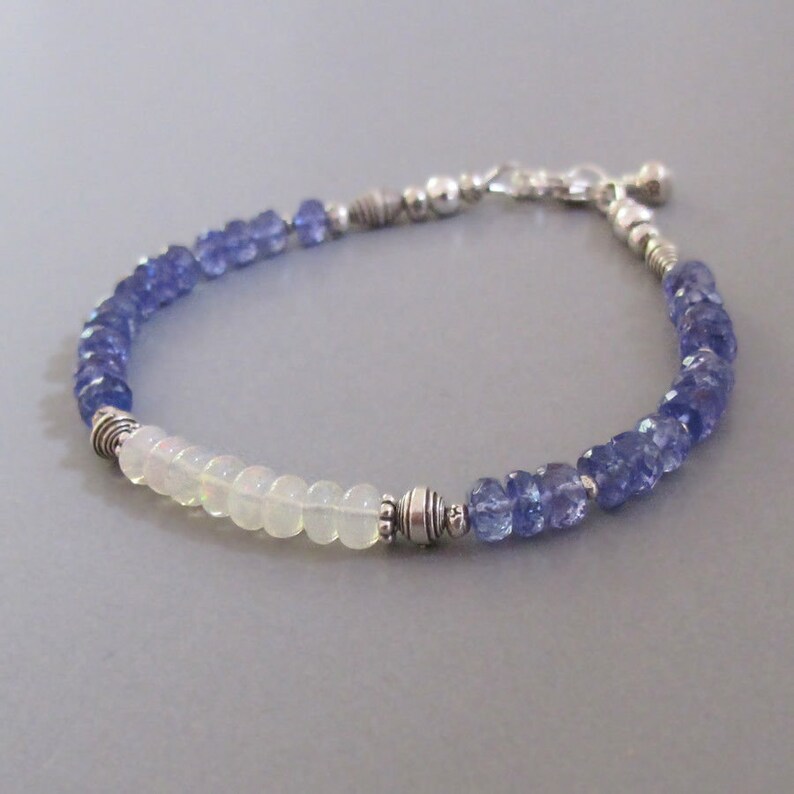 Tanzanite Welo Opal Bracelet Sterling Silver Djstrang Blue - Etsy