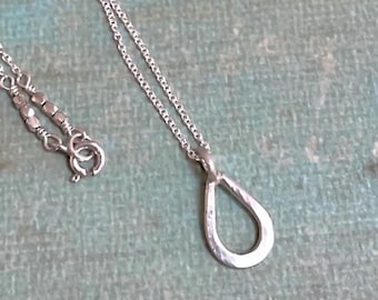 Petite Hammered Sterling Silver Teardrop Necklace Minimalist Jewelry DJStrang
