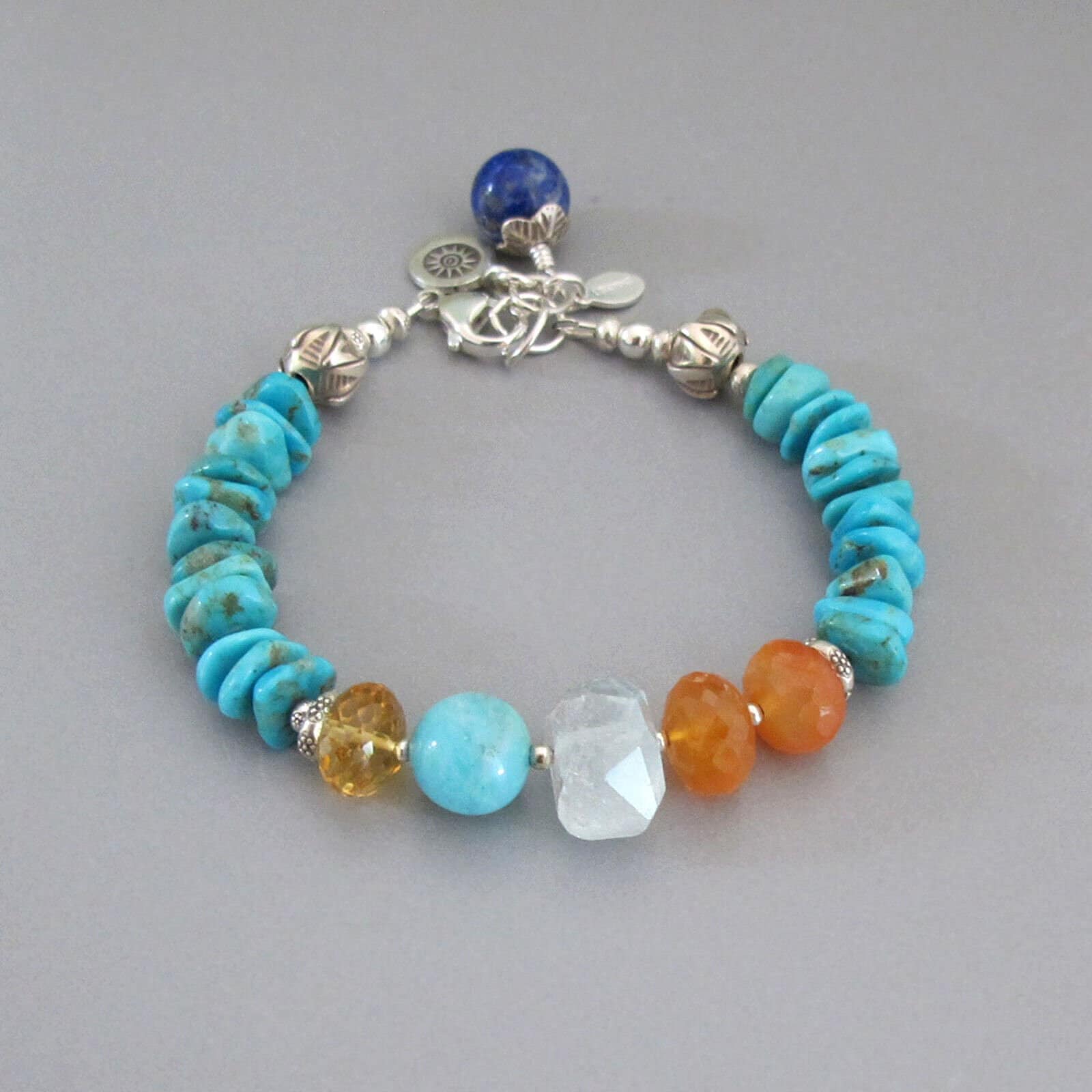 [Haleine] Gemstone Mix Bracelet Turquoise (WA124)★男女共用 Amazon.com: Turquoise Stone Bracelets Silver Overlay For
