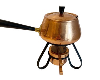 Vintage Mid Century Modern Made In Japan Copper Fondue Set