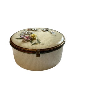 Pill Box Porcelain With Flowers Hand painted Trinket Box Made In Czechoslovakia