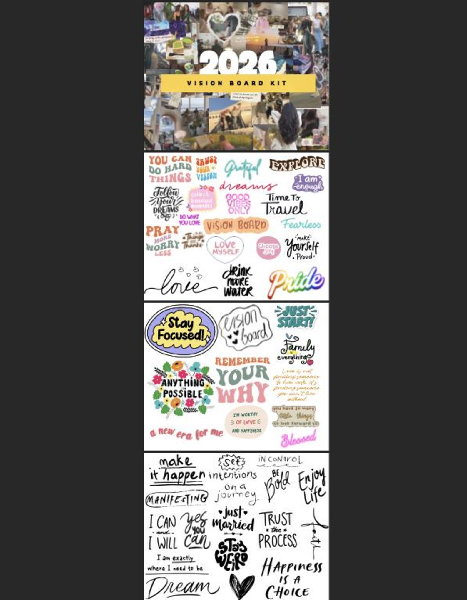 2026 Vision Board Kit With Printables Including Quotes - Etsy