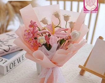 Fleur au crochet faite main | Décoration florale pour la maison | Bouquet de fleurs tricotées | Cadeau Fête des Mères | Cadeaux pour maman | Cadeaux pour petite amie