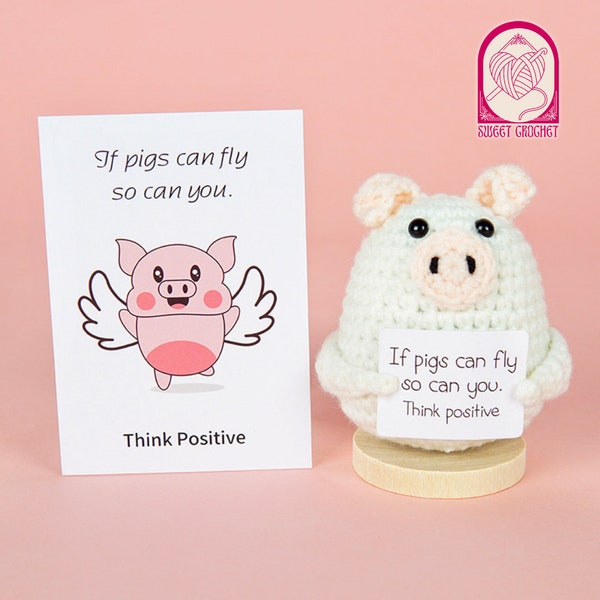 Positive Pig Gift | Crochet Gift | Piggy Plushie | Crochet Pig Fidget Toy | Cheer Up Gift | Plushie Keychain | Positive Potato