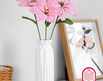 Handmade häkeln Lilienstrauß | Blumendekor | Mama Geschenke | Muttertag | Gestrickter Lilienstrauß | Häkelblume | Freundin Geschenke