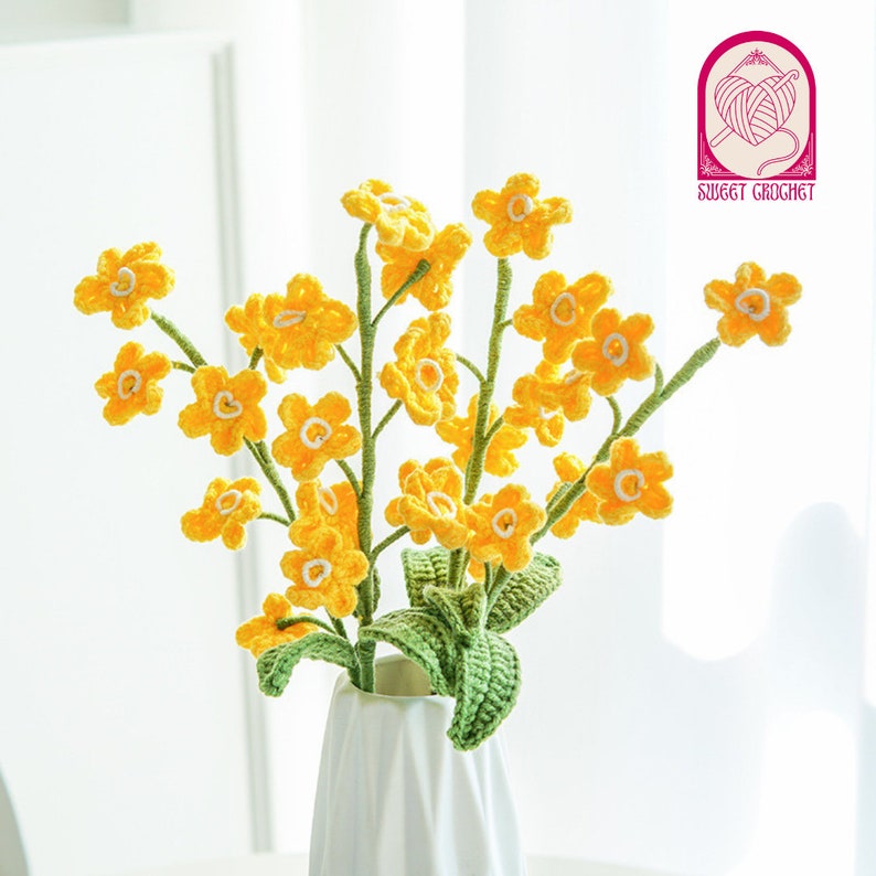 Handmade häkeln Vergissmeinnicht Blumenstrauß Strickblumen Geschenk Muttertag Geschenk zum 5 Abschlussgeschenk Blumen Wohndekor Yellow