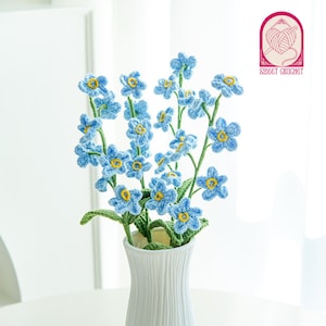 Handmade häkeln Vergissmeinnicht Blumenstrauß Strickblumen Geschenk Muttertag Geschenk zum 5 Abschlussgeschenk Blumen Wohndekor Blue
