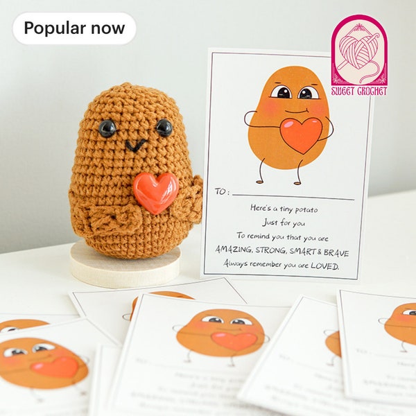 Positive Potato Gift | Crochet Gift | Potato Plushie | Crochet Potato Fidget Toy | Cheer Up Gift | Plushie Keychain