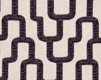 Dekostoff Polsterstoff Möbelstoff gewebter Stoff geometrisches Muster Stoff für Kissen, Decken, Sofas und Stühle Romi Chenille Aubergine