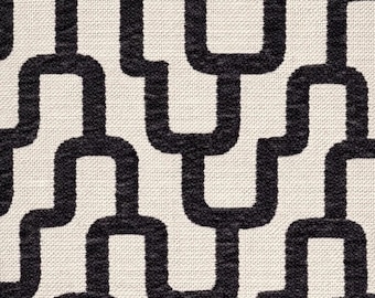 Dekostoff Polsterstoff Möbelstoff gewebter Stoff geometrisches Muster Stoff für Kissen, Decken, Sofas und Stühle Romi Chenille schwarz