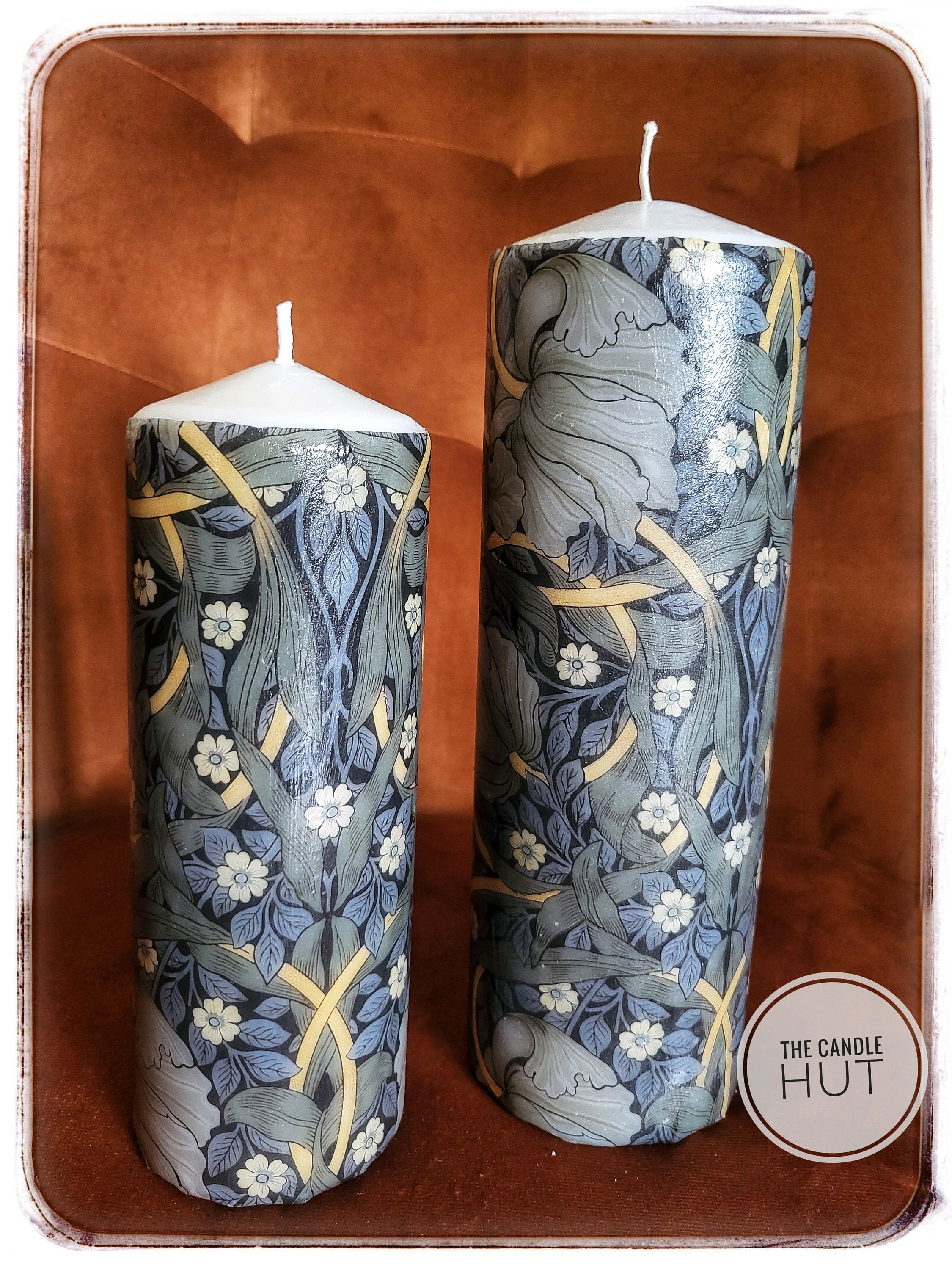 Set of 2 Pillar Candles William Morris Pimpernel Grey Candle