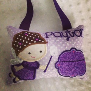 Girl&#39;s Tooth Fairy Pillow in Purple and Lavender, door or bedpost hanger, ToothFairy Pillow, Tooth Pillow
