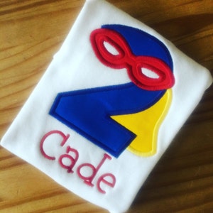 Superhero personalized Birthday Tshirt or Bodysuit Your choice of number Birthday Tee