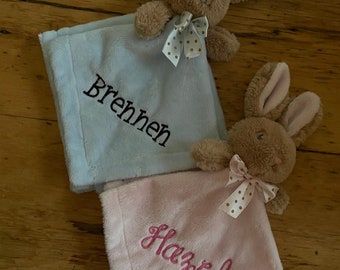 Personalized Bunny Baby Lovie, Monogrammed Baby Bunny Lovie, Pink Bunny Lovie, Baby Blue Bunny Lovie