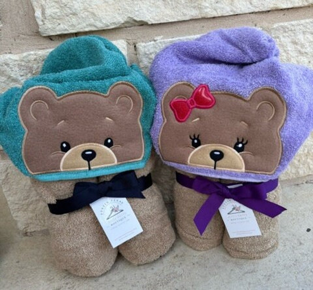 Babyhug Terry Hooded Towel Bear Embroidery - Orange