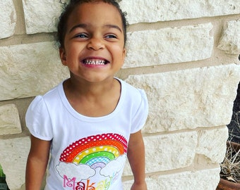 Girl's Rainbow Appliqué Tshirt